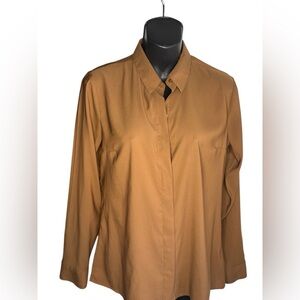 Express Women's portofino mocha Brown Button-Down Shirt Sz small preloved